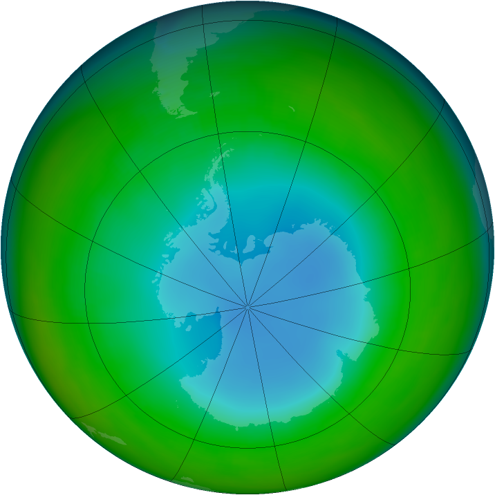 Antarctic ozone map for July 1986